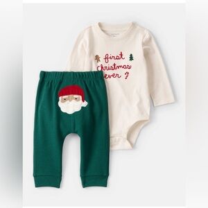 Carter’s Baby 2-Piece My First Christmas Long-Sleeve Bodysuit & Pant Set cream